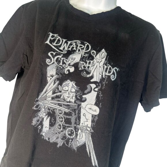 Edward Scissorhands Black & White Stripe T-Shirt Top Tee Goth Punk Emo Movie M - Picture 2 of 3